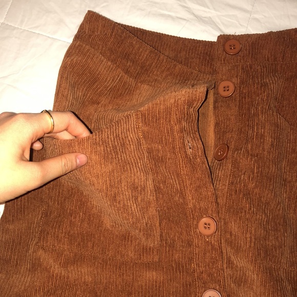 Office skirt midi corduroy orange size 4 women casual fall colour minimal - Picture 2 of 3